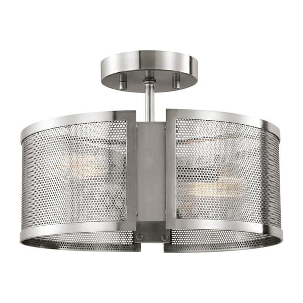 Generation Lighting Axel 13 in. 2-Light Brushed Nickel Semi-Flush Mount