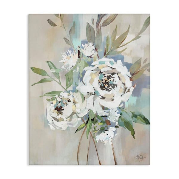 Bundle of Antique Roses by Nina Blue Unframed Nature Graphic Art Print 30 in. x 24 in.