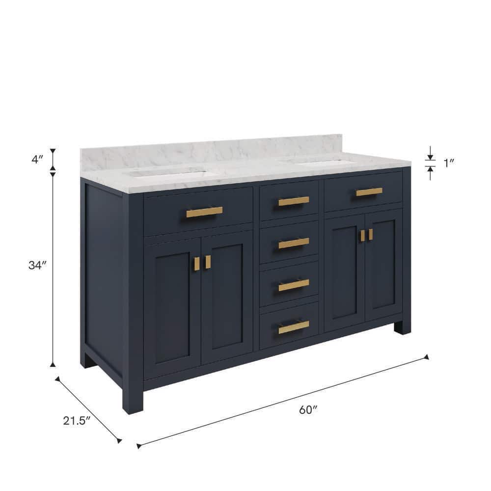 Monarch Blue Double Sink Bathroom Vanity with Carrara Marble Top