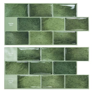 Green 12 in. x 6 in. Vinyl Peel and Stick Backsplash for Bathroom Laundry Room RV Stove, covers 9.5 Sq. Ft. 10-Pack