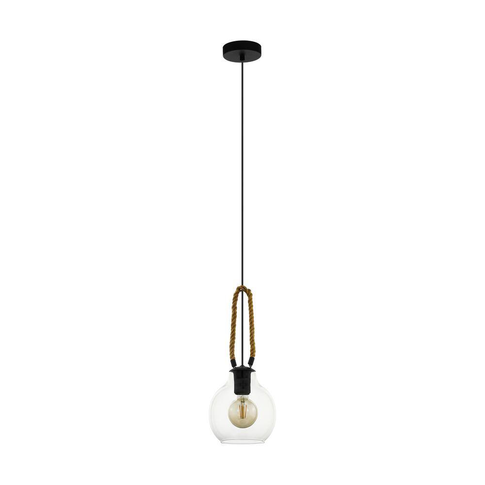 Roding Transitional Black Mini Pendant with Clear Glass Shade