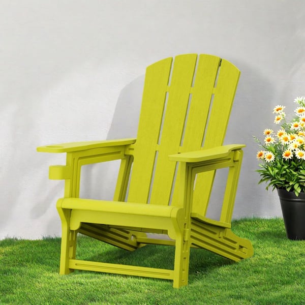 GWRGWR Yellow Lightweight Outdoor Plastic Patio Adirondack Chair, Assembles without Screws(Set of 1)