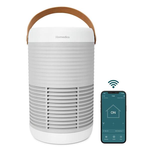 HoMedics AP-100 1,005 sq. ft True HEPA - Smart Air Purifier in White with WiFi Enabled Control Features