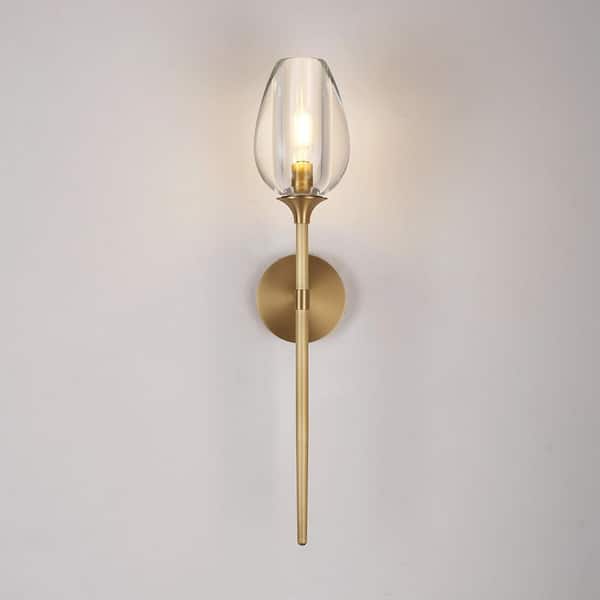 4.72 in. 1-Light Dimmable Brass Wall Sconce, Tulip Shape Wall Lamp for Living Room,Hallway,Bedroom (Bulb included)
