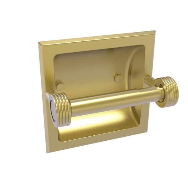 Allied Brass Continental Recessed Toilet Tissue Holder with Groovy Accents in Satin Brass