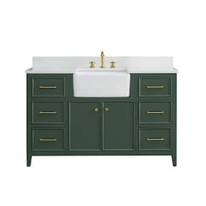 Casey 54 in. W x 22 in. D Bath Vanity in Evergreen with Engineered Stone Vanity Top in Ariston White with White Basin