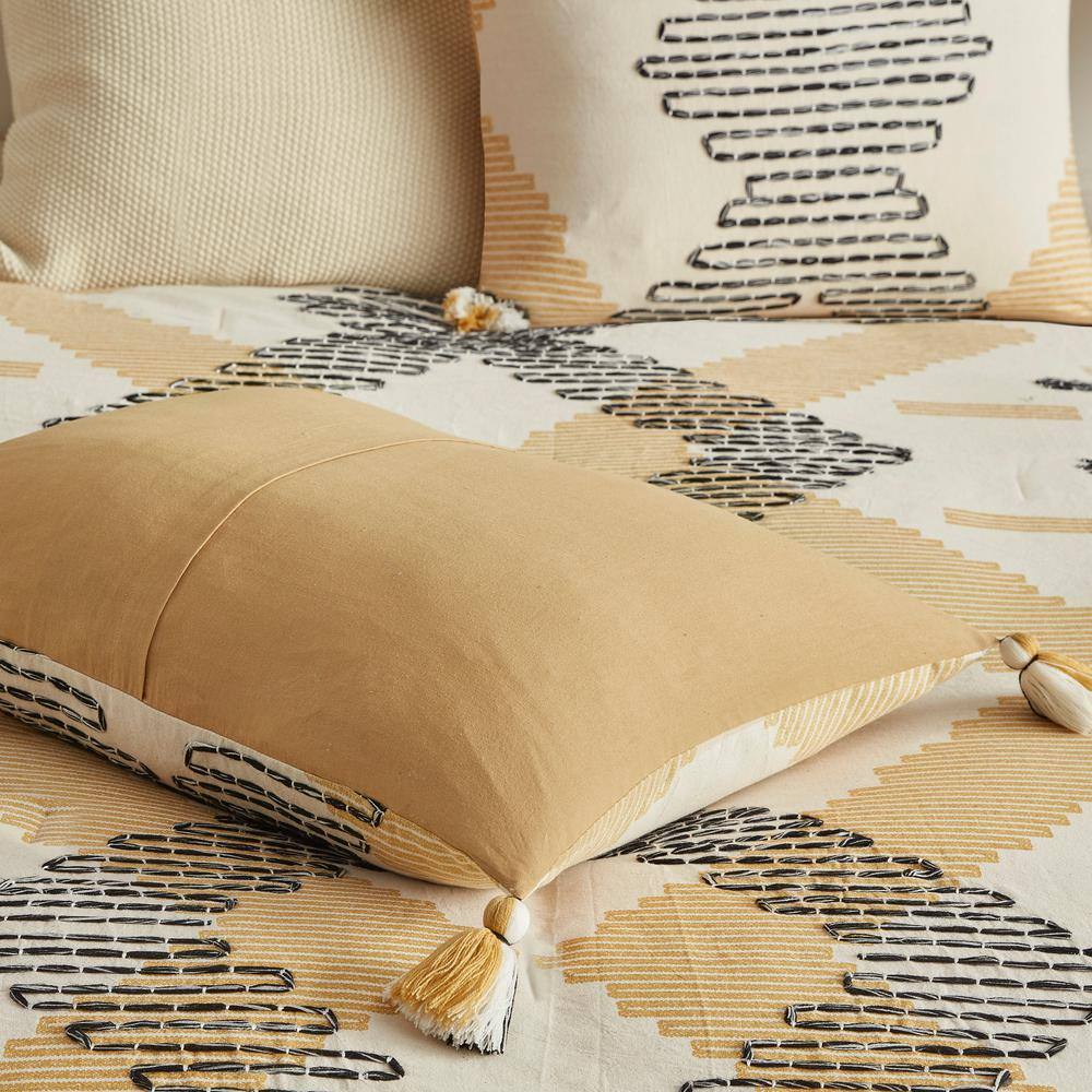 Gray Reversible Cotton Full Bedspread Set with Pattern