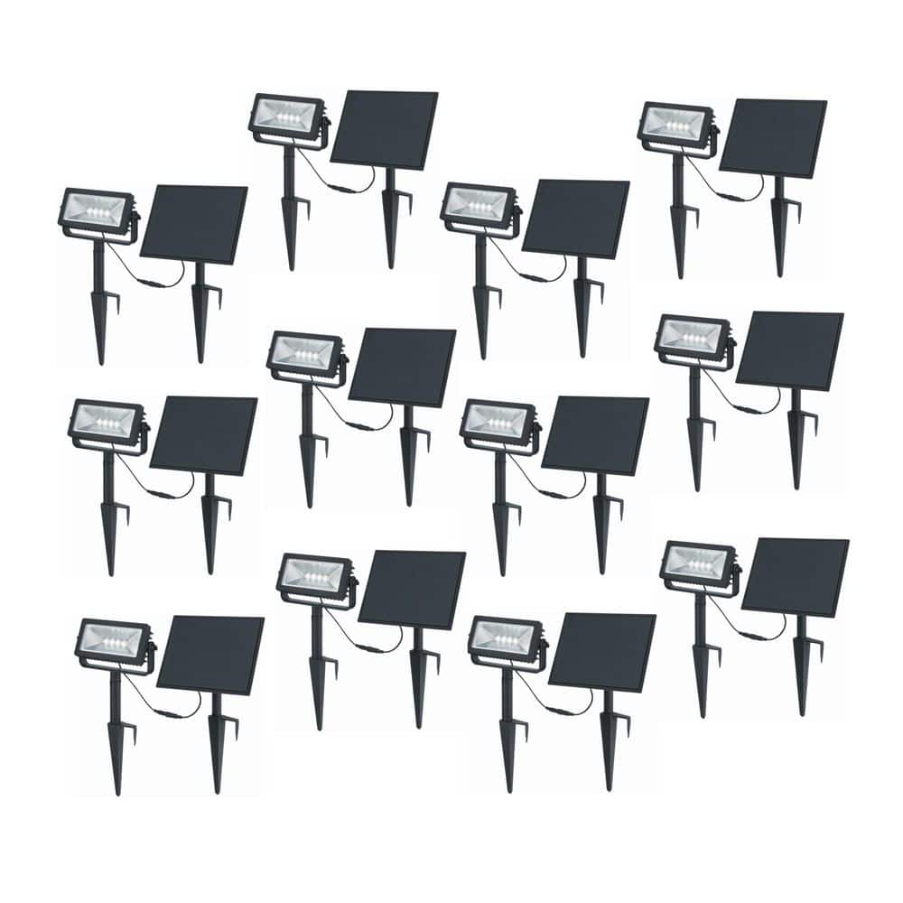 150-300 Lumens Black LED High-Low Rectangular Outdoor Solar Wall Wash Spotlight with Adjustable Lamp Head (12-Pack) price history on PriceWatchPro