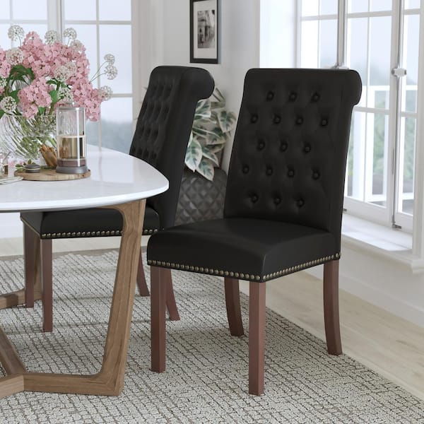Flash Furniture Hercules Black Leather Parsons Chair