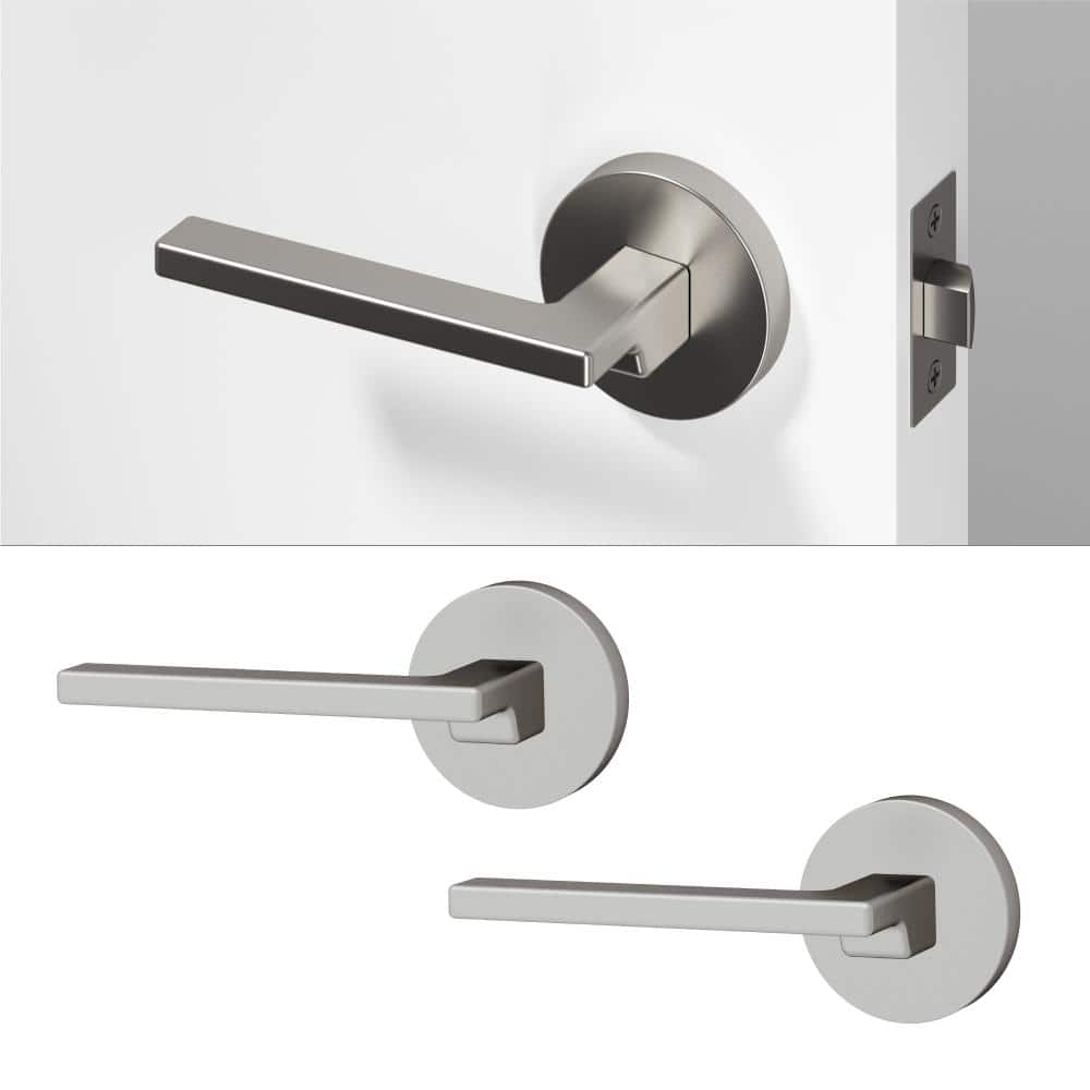 Dune Metal Brushed Nickel Passage Hall/Closet Flat Door Handle with Round Rosette 2-Pack price history on PriceWatchPro