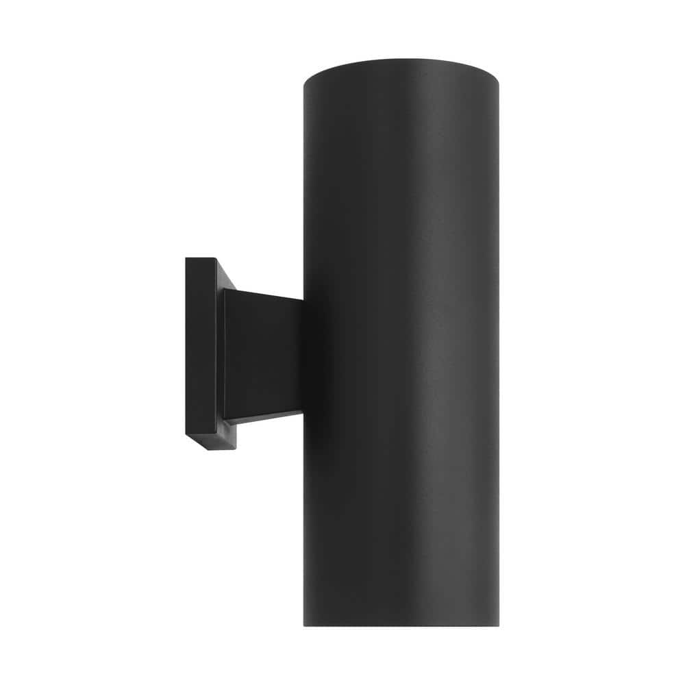 Elegant 18" Dimmable Black & Bronze Outdoor Wall Cylinder