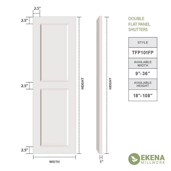 Ekena Millwork 12 in. x 36 in. True Fit PVC 2 Equal Flat Panel