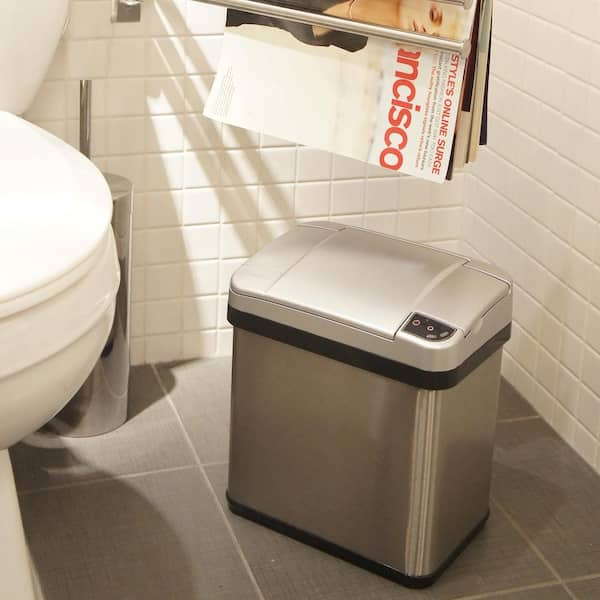 2.5 Gallon / 9.5 Liter Stainless Steel Sensor Bathroom Trash Can (2-Pa –  iTouchless Housewares and Products Inc.