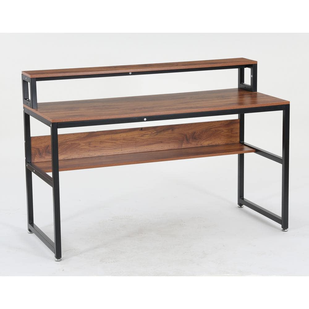 TRIBESIGNS WAY TO ORIGIN Meghan 55 in. Rectangular Black Metal and Brown Particle Wood Board Top