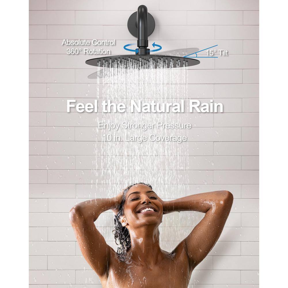 Matte Black Adjustable Rainfall Shower Head Set with Handheld Spray