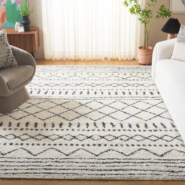 Arizona Shag Ivory/Slate 9 ft. x 12 ft. Geometric Lodge Area Rug