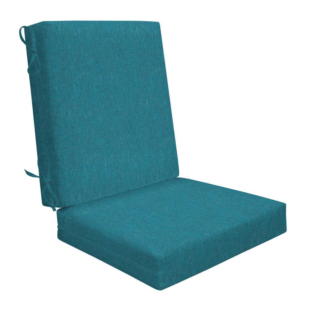 Outdoor Highback Dining Chair Cushion Textured Solid Teal