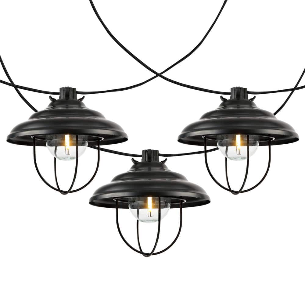 Aislin 10-Light Black Metal Outdoor LED Globe String Lights