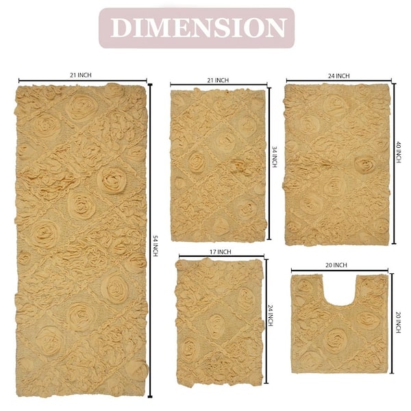 HOME WEAVERS INC Modesto Collection Beige Cotton 5 Piece Bath Rug Set  BMO5PCLI - The Home Depot