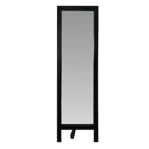 64.8 in. x 2 in. Classic Square Framed Black Rectangle Wooden Cheval Full-Length Freestanding Mirror with Easel Legs