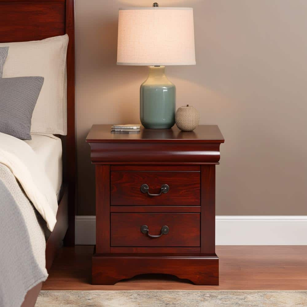 Acme Furniture Louis Philippe III 2-Drawer Cherry Nightstand (24 in. H ...