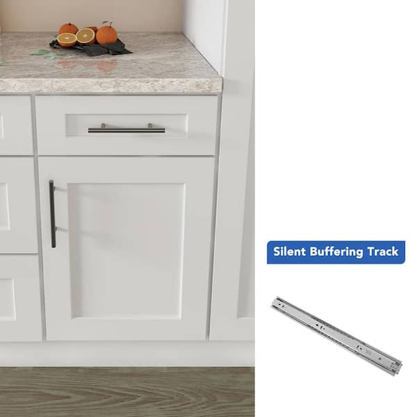 18 in. W x 24 in. D x 34.5 in. H Ready to Assemble Solid Wood Shaker Base Trash Roll Out Kitchen Cabinet in White