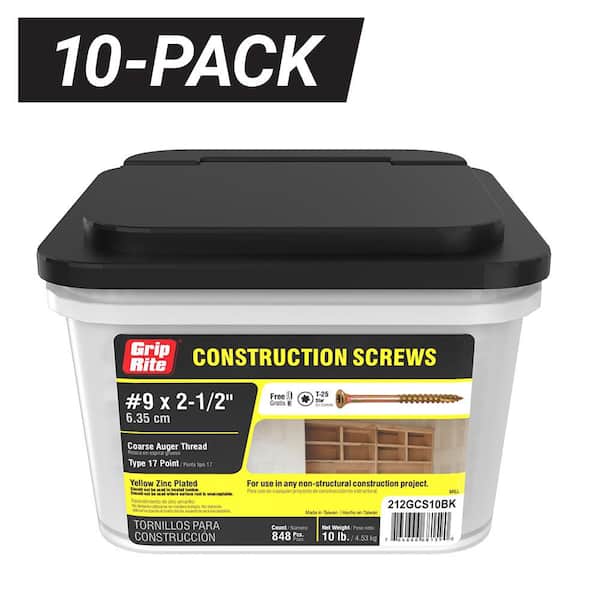 10-Pack #9 x 2-1/2 in. Star Drive Dual Flat Head Coarse Thread Construction Wood Screws (100 lb. / 8,480 piece)