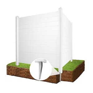 50 in. W x 50 in. H Air Conditioner Fence, Trash Can Vinyl Privacy Fence White Panel for Outside, Plastic, (2-Pack)