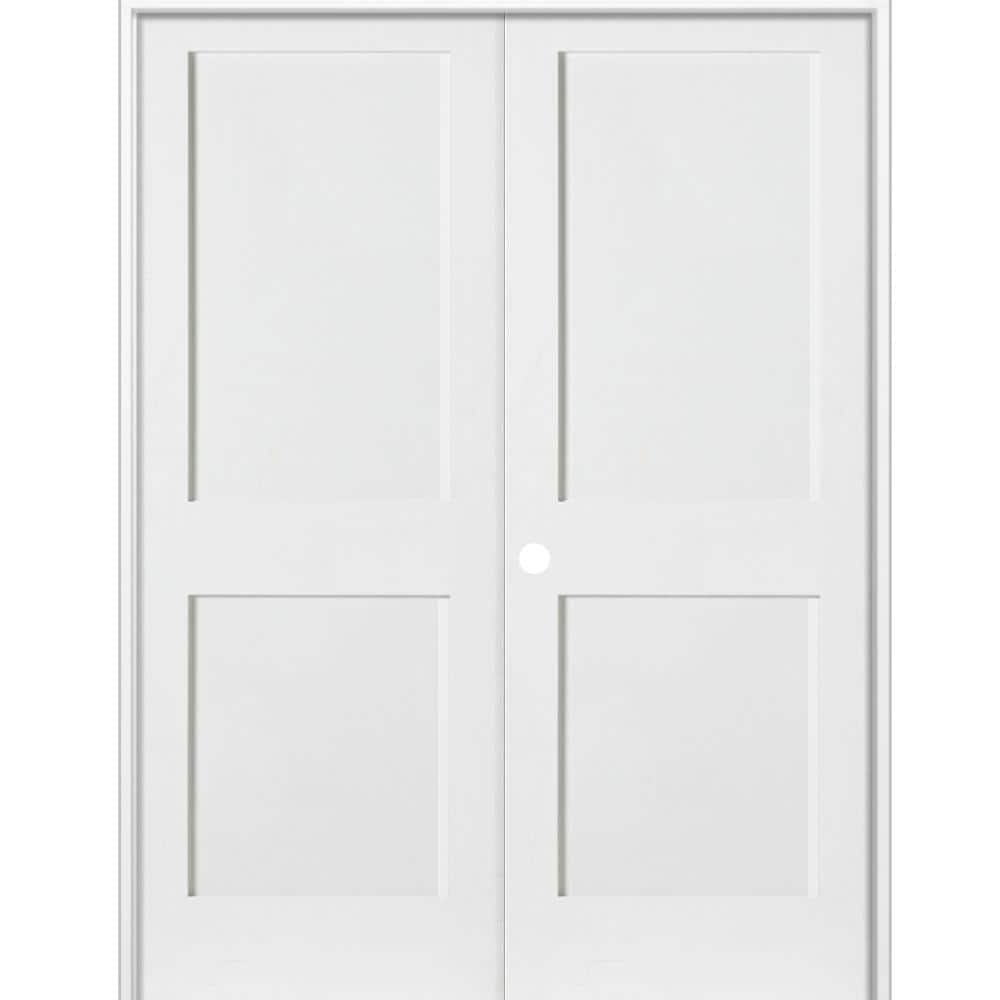 64 in. x 80 in. Craftsman Shaker 2-Panel Right Handed MDF Solid Core Primed Wood Double Prehung Interior French Door price history on PriceWatchPro