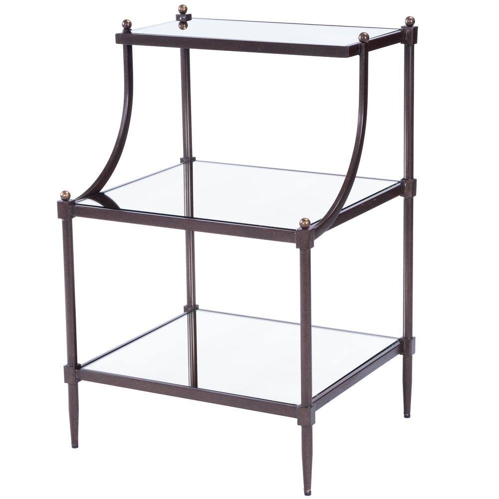 Bronze Mirrored Glass Rectangular Accent Side Table