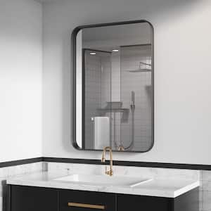 16 in. W x 24 in. H Small Rectangle Metal Framed Wall Mirror Bathroom Mirror Vanity Mirror Accent Mirror in Black
