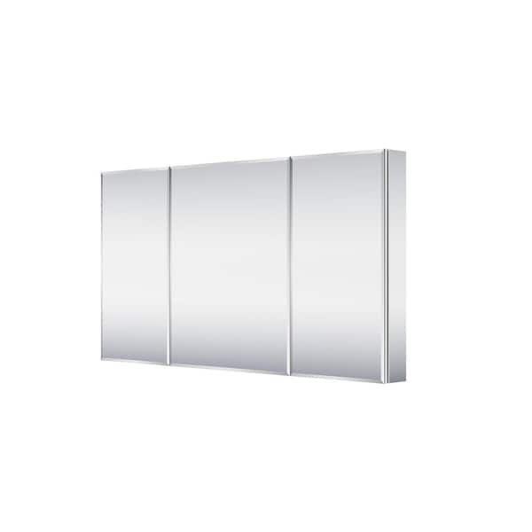 Edge-Polished 56 in. W x 30 in. H Rectangular Aluminum Recessed/Surface Mount Medicine Cabinet with Mirror