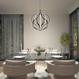 Meridian 30-Watt 1 Light Black Modern Integrated LED Pendant Light Fixture for Dining Room or Kitchen