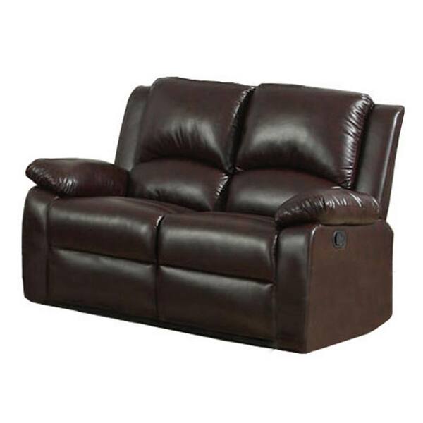 Furniture of America Oxford Rustic 58 in. Rustic Dark Brown Faux Leather 3 Seater Loveseat with Flared Arms