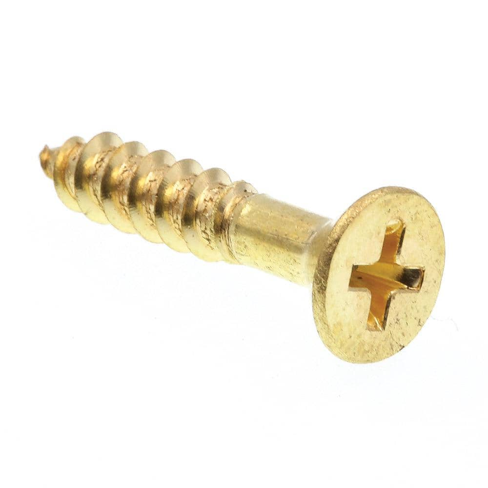 Prime-Line #10 x 1 in. Solid Brass Phillips Drive Flat Head Wood Screws ...