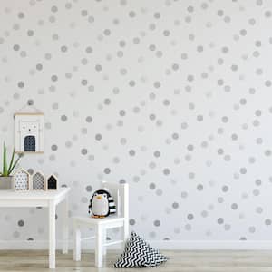 Dotty Polka Silver Paper Strippable Roll (Covers 56 sq. ft.)
