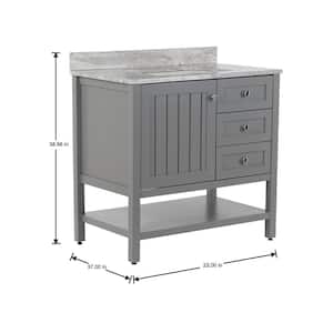 Lanceton 37 in. W x 22 in. D x 39 in. H Single Sink  Bath Vanity in Sterling Gray with Pulsar  Stone Composite Top