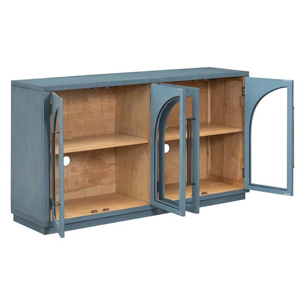 60 in. W x 15.9 in. D x 34.3 in. H Bathroom Navy Blue Linen Cabinet