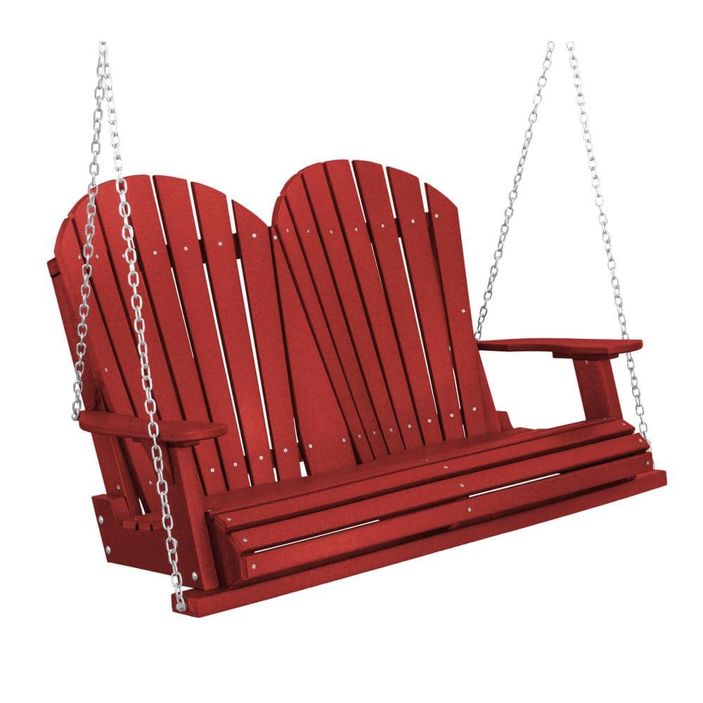 Cardinal Red Poly Lumber 2-Person Porch Swing with Adirondack Back