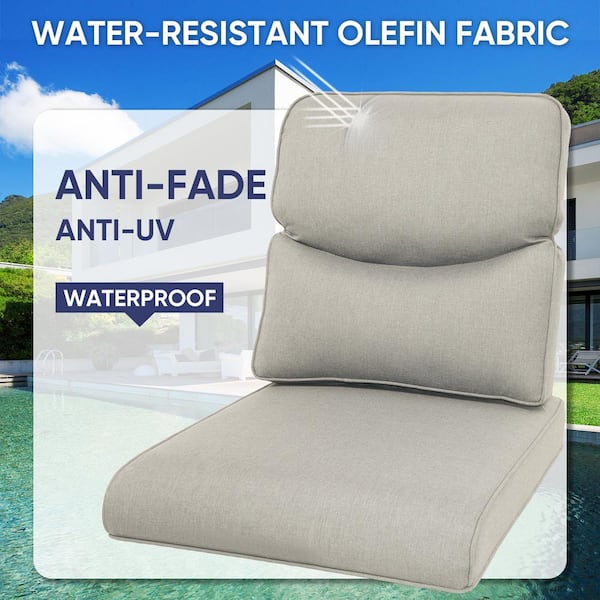 23 in. x 25 in. Crescent Series 2-Piece Deep Seating Outdoor Lounge Chair Beige Cushion