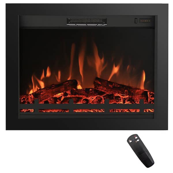 33 in. Electric Fireplace Insert, Realistic Flames, 4 Flame Brightness, 750/1500W Heat