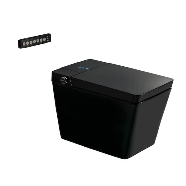 Retangular 12 in.Roungh-In Smart Toilet Bidet Seat Automatic Flush,Remote Control/Foot Sensor/Night Light,Matte Black