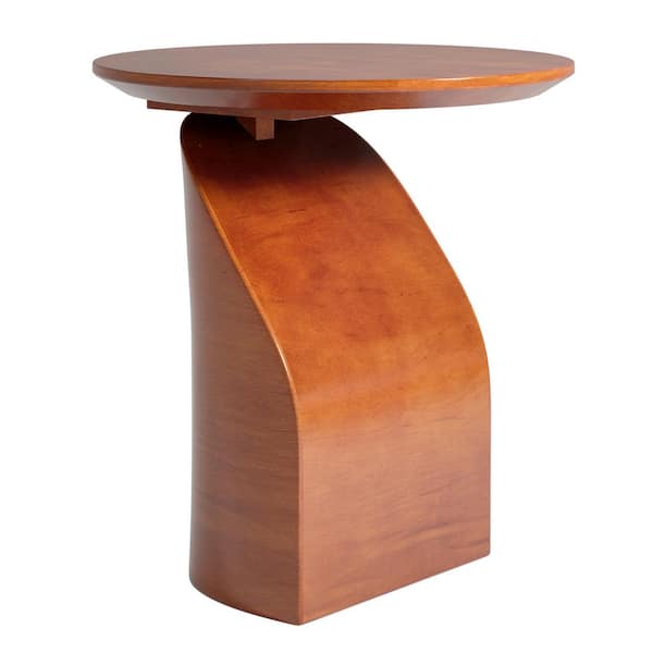TRIBESIGNS WAY TO ORIGIN Calvin 18.9'' Brown Wood Narrow Round Accent Sofa Side End Table Sturdy Industrial Bedside Nightstand Sturdy Base
