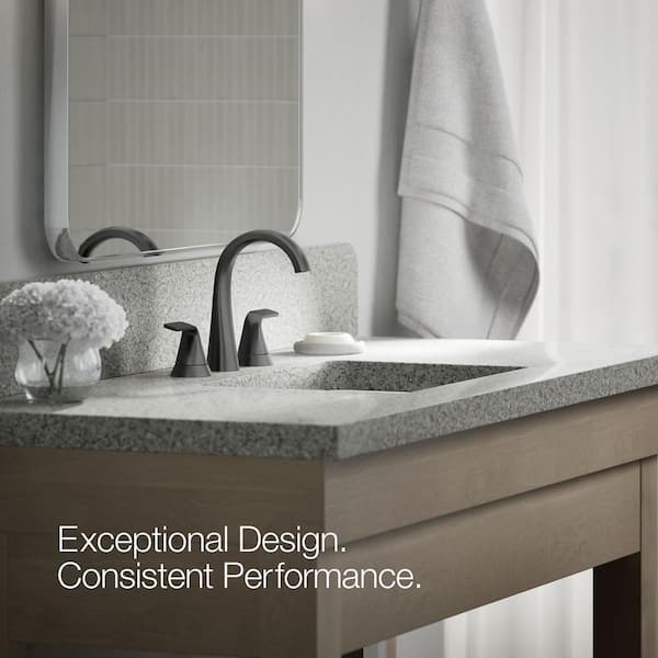 KOHLER Cursiva 8 in. Widespread 2-Handle Bathroom Faucet in Matte Black