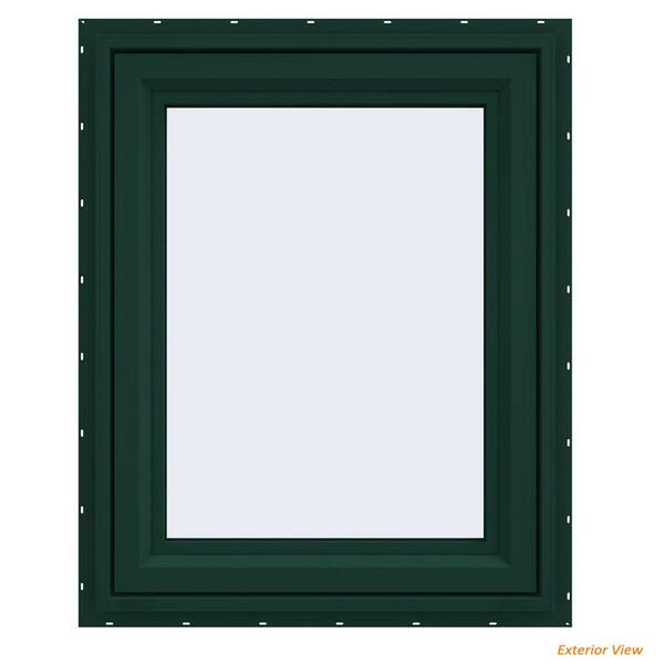 JELD-WEN 23.5 in. x 29.5 in. V-4500 Series Green Painted Vinyl Right-Handed Casement Window with Fiberglass Mesh Screen