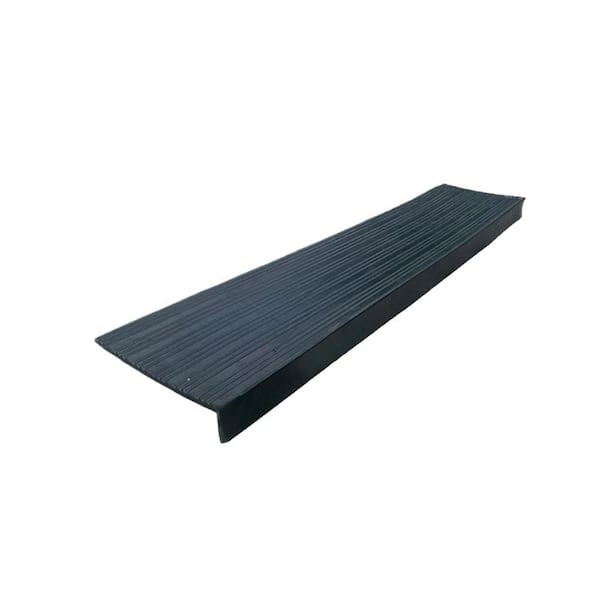 Light Duty Ribbed Design Black 9.84 in. x 48 in. Edging Stair Carpet Rubber Indoor Outdoor Stair Tread Cover