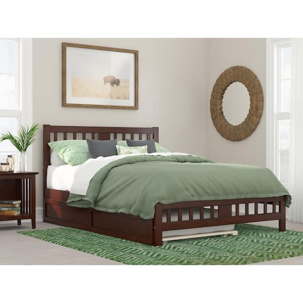 AFI Tahoe Queen Bed with Footboard and Twin Extra Long Trundle in Walnut