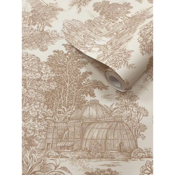 Walls Republic Rust Timeless Garden Toile Wallpaper Print Non-Woven Non-Pasted Textured Wallpaper 57 sq. ft.