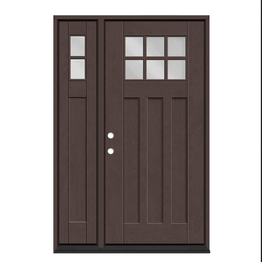 "Regency 49 in. x 80 in. 6L Toplite Clear Glass RHIS Chestnut Mahogany Fiberglass Prehung Front Door with 10""SL_4""Jamb" price history on PriceWatchPro