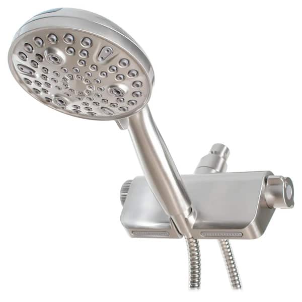 Westbrass Filtered 10-spray 5 in. Wall Mount Dual Shower Head and Handheld Shower Head 1.8 GPM in Satin Nickel